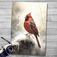 Cardinal in Snow 2 Decoupage Paper