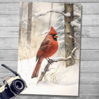 Cardinal in Snow 3 Decoupage Paper