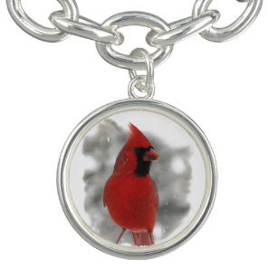 Red Cardinal Bracelets Zazzle Cardinal In Snow Bracelet