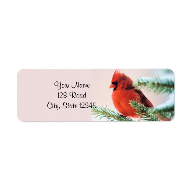 Cardinal in Snow Dusted Fir Label (Front)