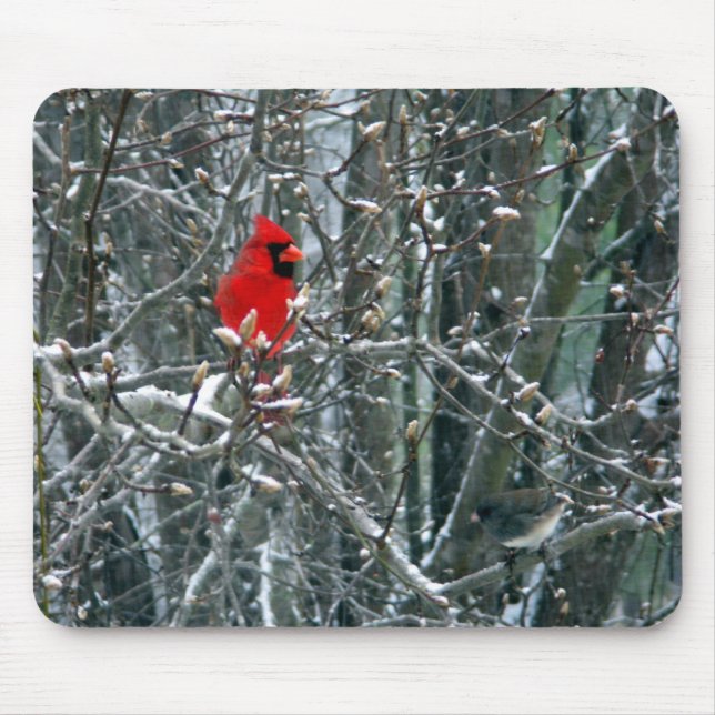 Cardinal in Snow Mouse Pad (Front)