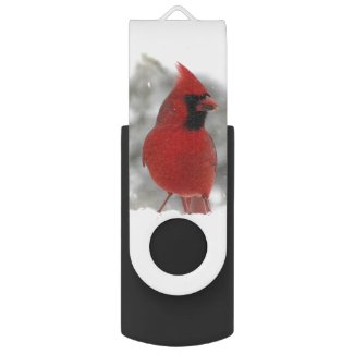 Cardinal in Snow Swivel USB 2.0 Flash Drive