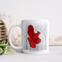 Cardinal in Snowy Winter Art Coffee Mug
