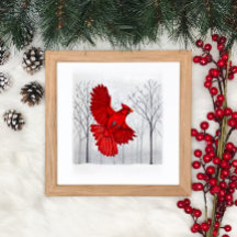 Cardinal in Snowy Winter Art