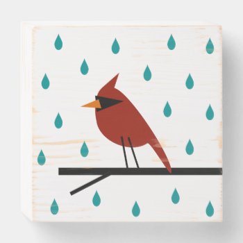 Cardinal In The Rain  Wooden Box Sign by JoLinus at Zazzle
