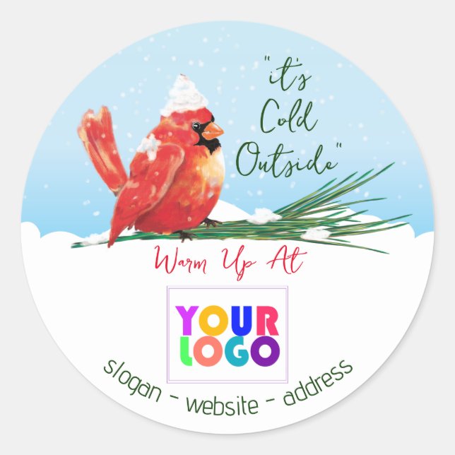 Cardinal in The Snow Business Logo Classic Round Sticker (Front)