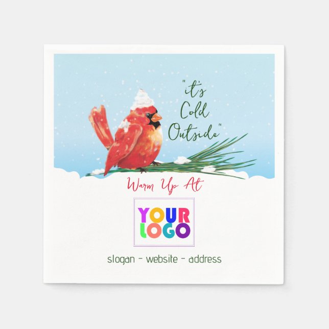 Cardinal in The Snow Business Logo Napkins (Front)