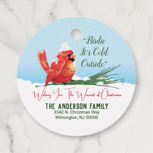 Cardinal in The Snow Christmas Holiday Favor Tags