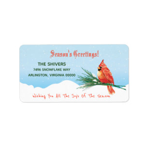 Cardinal In The Snow Christmas Holiday Label