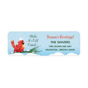 Cardinal In The Snow Funny Christmas Holiday Label