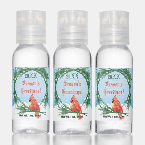 Cardinal In The Snow Holiday Promotional Hand Sanitizer