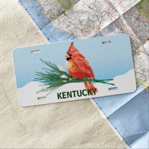 Cardinal In The Snow State License Plate
