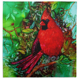 Cardinal In the Tree Cloth Napkin