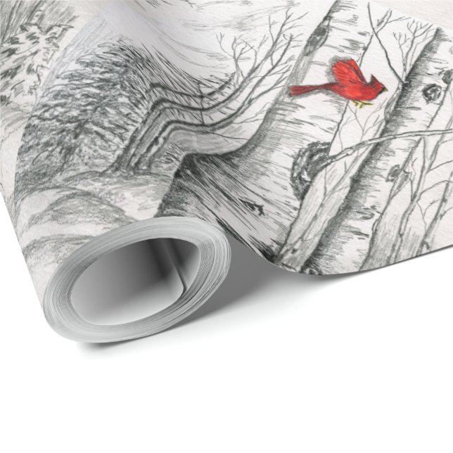 Cardinal in the woods gift wrap (Roll Corner)