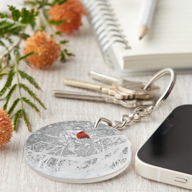 Cardinal in Winter Keychain (Front Right)