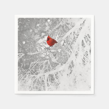 Cardinal In Winter Napkins by efhenneke at Zazzle
