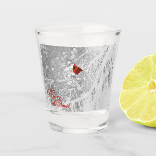 Cardinal in Winter Shot Glass