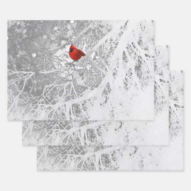 Cardinal in Winter Wrapping Paper Sheets (Set)
