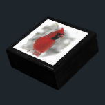 Cardinal Jewelry Box<br><div class="desc">This gift box features a brilliant red cardinal. He is truly the king of backyard birds! Here he is perched on a snowy rail eating black oil sunflower seeds while the winter snow swirls around him.</div>