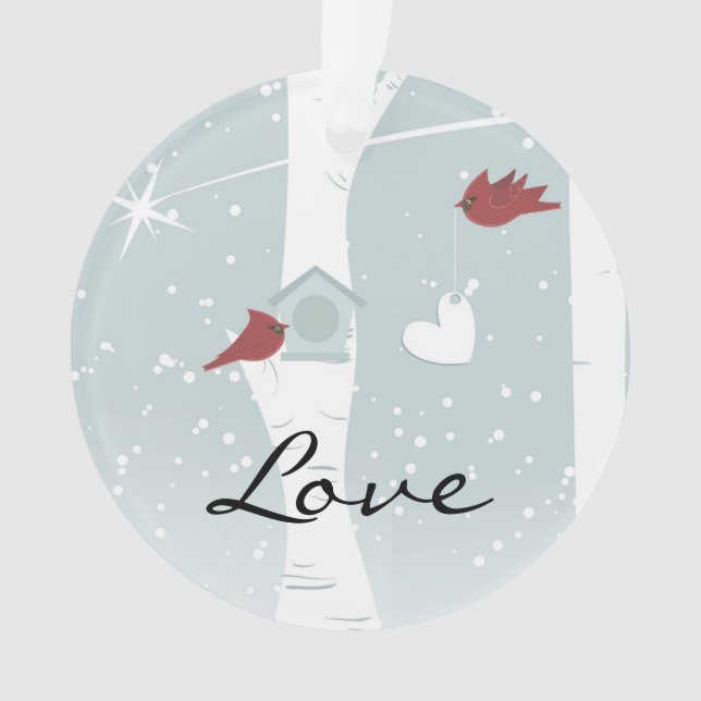 Cardinal Love Birds Personalized Ornament (Front)