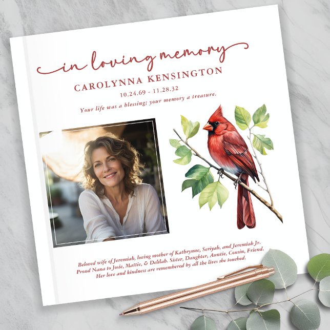 Cardinal Loving Memory Funeral Memorial Square Guest Book (Cardinal Loving Memory Funeral Memorial Square Photo Guest Book)