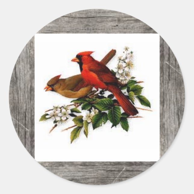 Cardinal male and female pair on a sticker (Front)