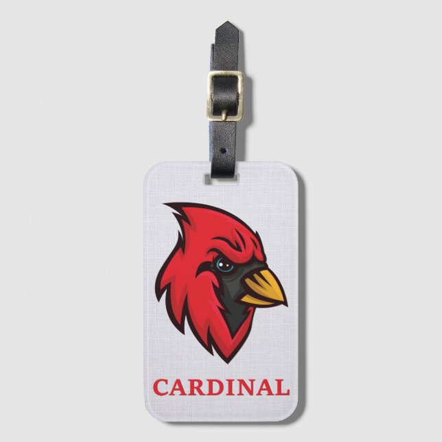 Cardinal Mascot Luggage Tag (Front Vertical)