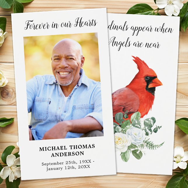 Cardinal Memorial Custom Photo Funeral Prayer Card (Creator Uploaded)