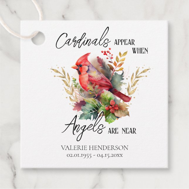 Cardinal Memorial Favor Tags (Front)