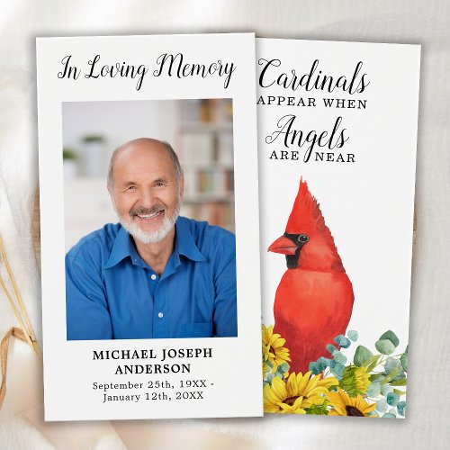 Cardinal Memorial Funeral Prayer Card with Photo