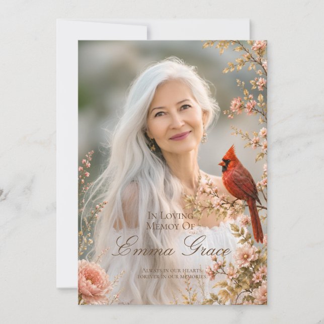 Cardinal Memorial Funeral Program for Her (Front)