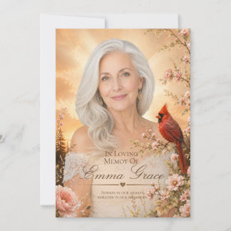 Cardinal Memorial Funeral Program for Her