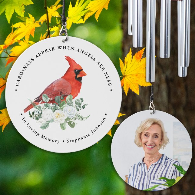 Cardinal Memorial In Loving Memory Custom Photo Wind Chime (Creator Uploaded)