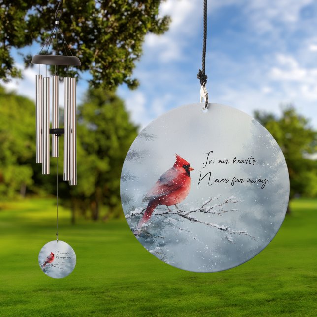 Cardinal Memorial In Our Hearts Photo Keepsake Wind Chime (Outdoor)
