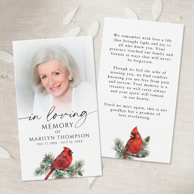 Cardinal Memorial Loving Memory Photo Prayer Card (Creator Uploaded)
