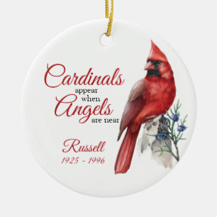 Cardinal Memorial Ornament with Custom Name Photo