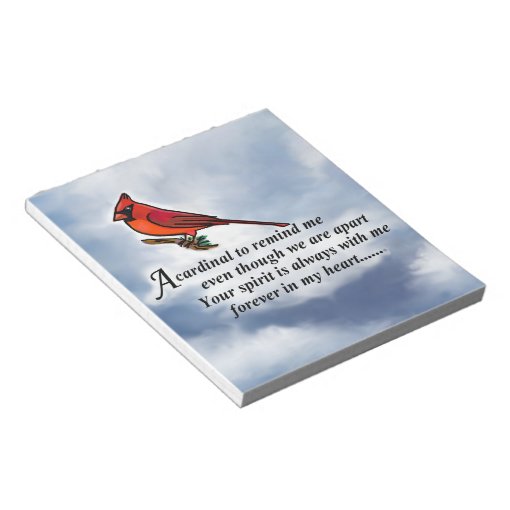 Cardinal Memorial Poem Notepad | Zazzle