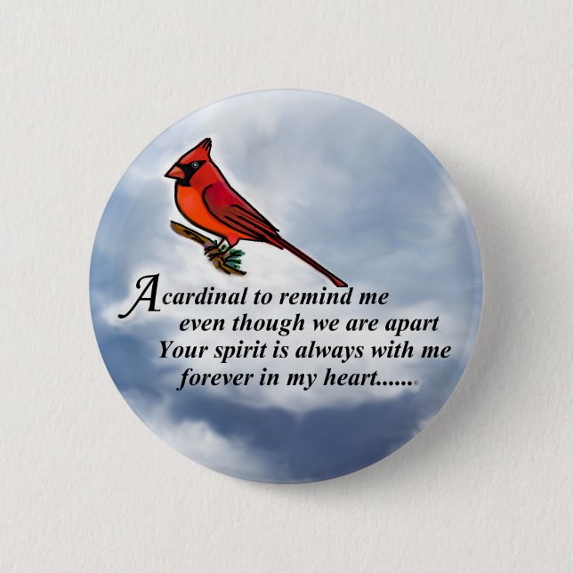 Cardinal Memorial Poem Pinback Button (Front)