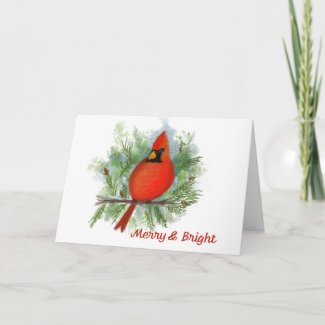 Cardinal Merry & Bright Holiday Card