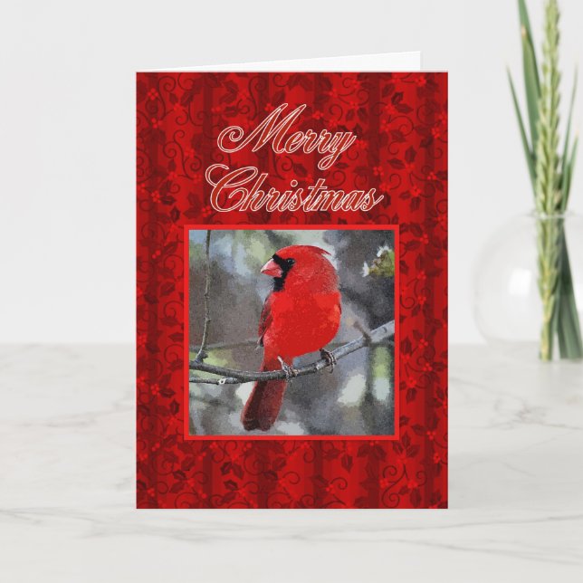 Cardinal Merry Christmas Holiday Card (Front)