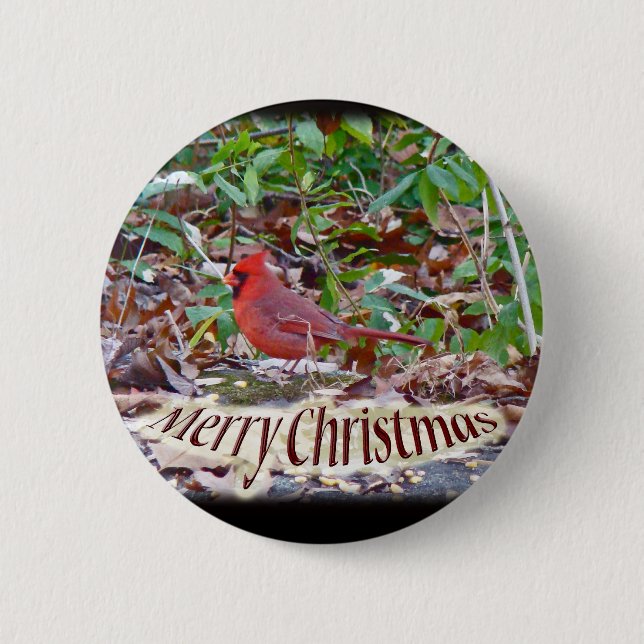 Cardinal Merry Christmas Items Pinback Button (Front)