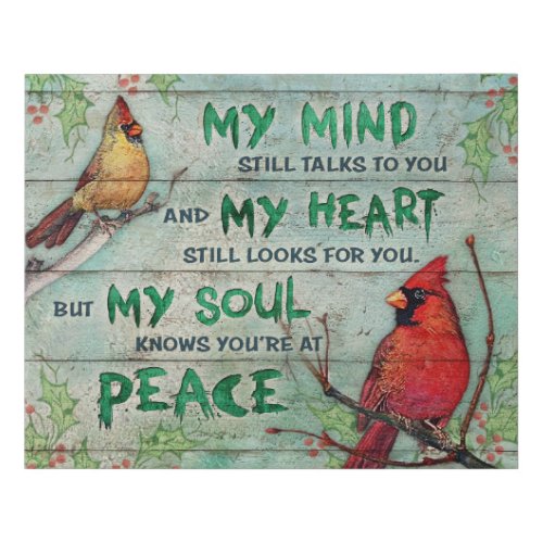 Cardinal My Mind Still Talks To You Sympathy Gifts Faux Canvas Print