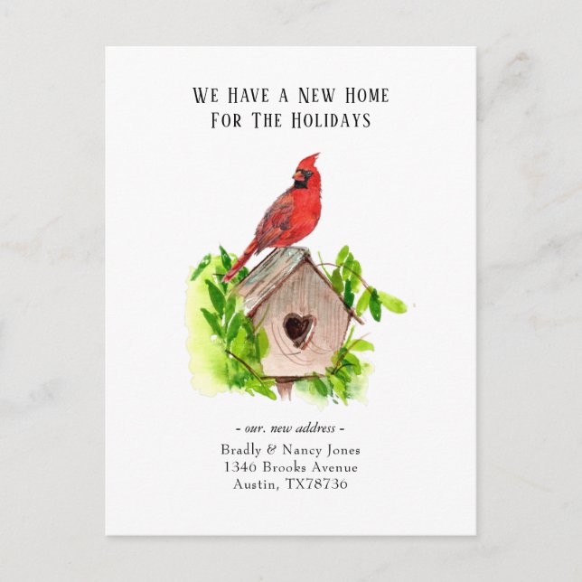 Cardinal New Home for the holidays moving Postcard (Front)