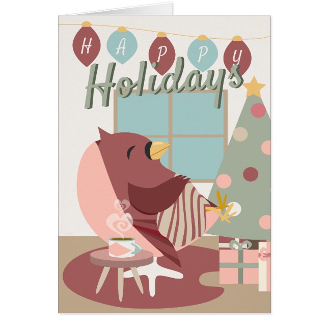 Cardinal of Resistance Happy Holidays Beige Pastel Cards (Front)