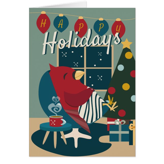 Cardinal of Resistance Happy Holidays bold colors Cards (Front)