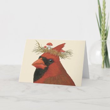 Cardinal Of The Woods Card by vickisawyer at Zazzle