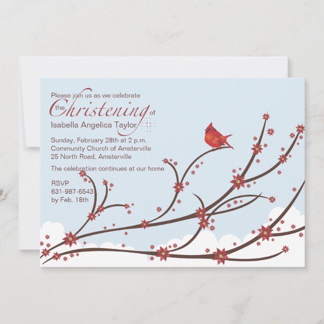 Cardinal on a Branch Religious Invitation (Front)