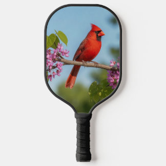 Cardinal on a Redbud Branch Pickleball Paddle