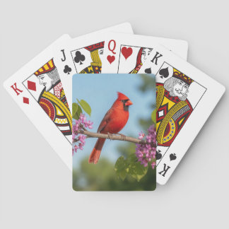 Cardinal on a Redbud Branch Poker Cards