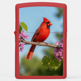 Cardinal on a Redbud Branch Zippo Lighter